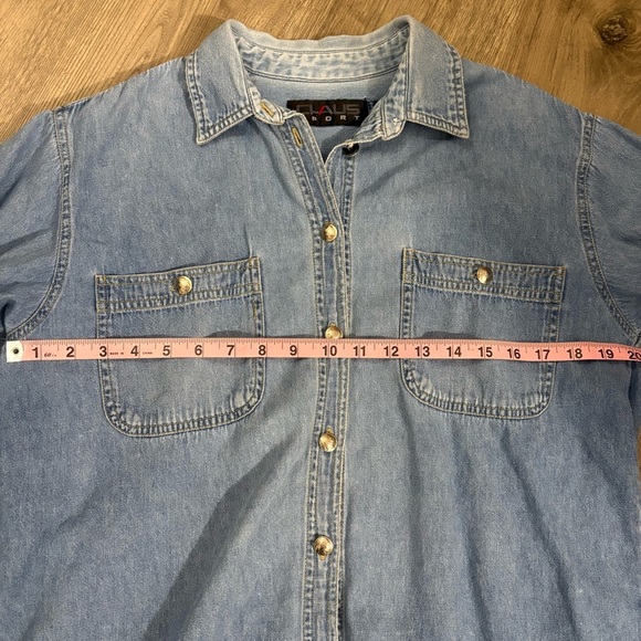 Vintage Chaus Sport Blue Denim Silver Button Down Long Sleeve Women’s M Pockets - Picture 7 of 11